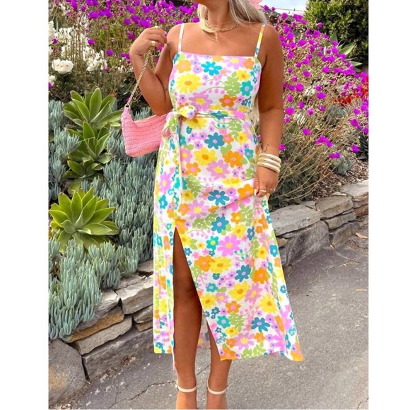 SHOW ME YOUR MUMU Dresses & Skirts - NEW SHOW ME YOUR MUMU amalfi linen coast midi retro floral dress in petal pop XS